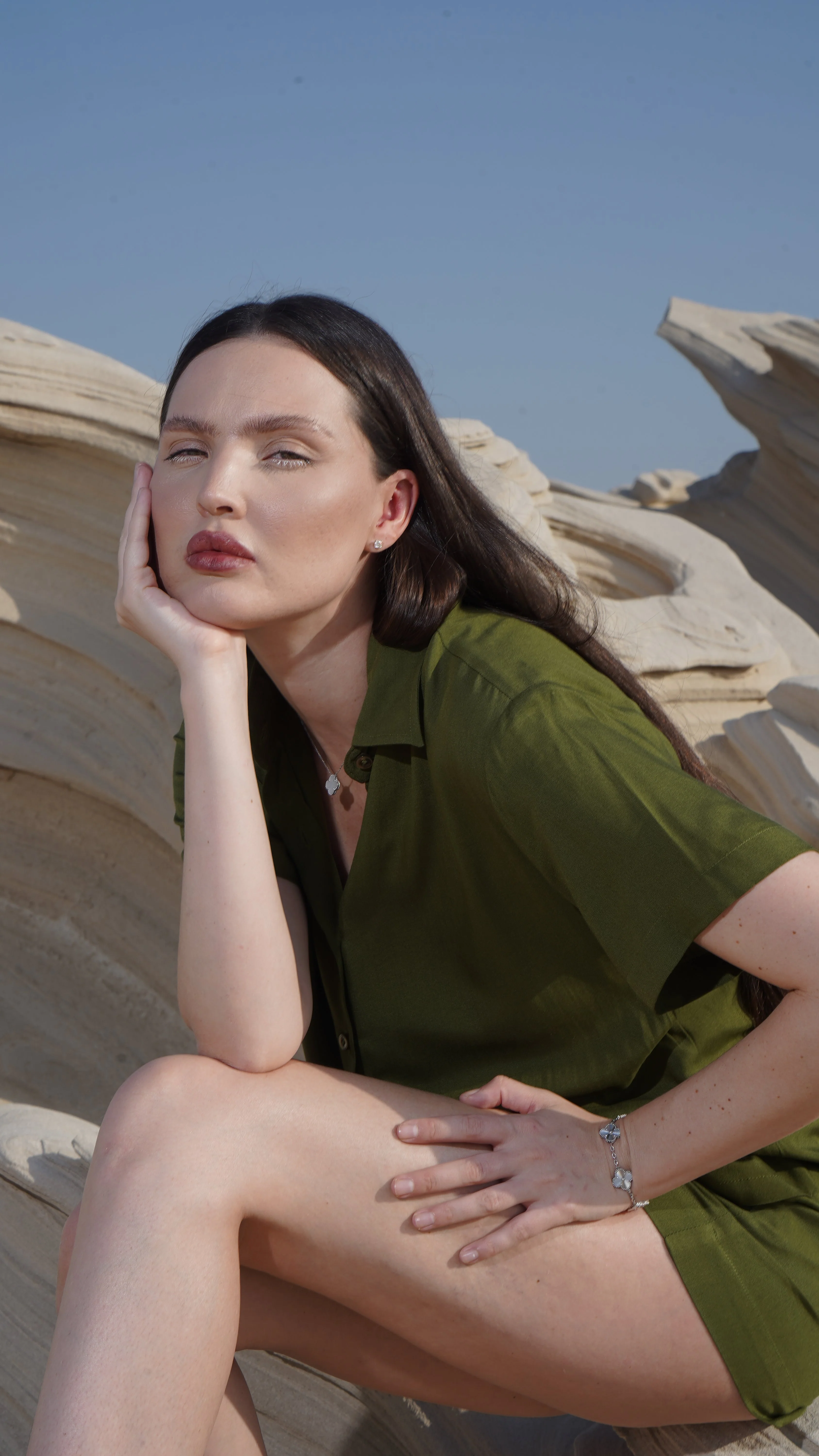 Relaxed Button-Up Shirt – Forest Green - Image 2