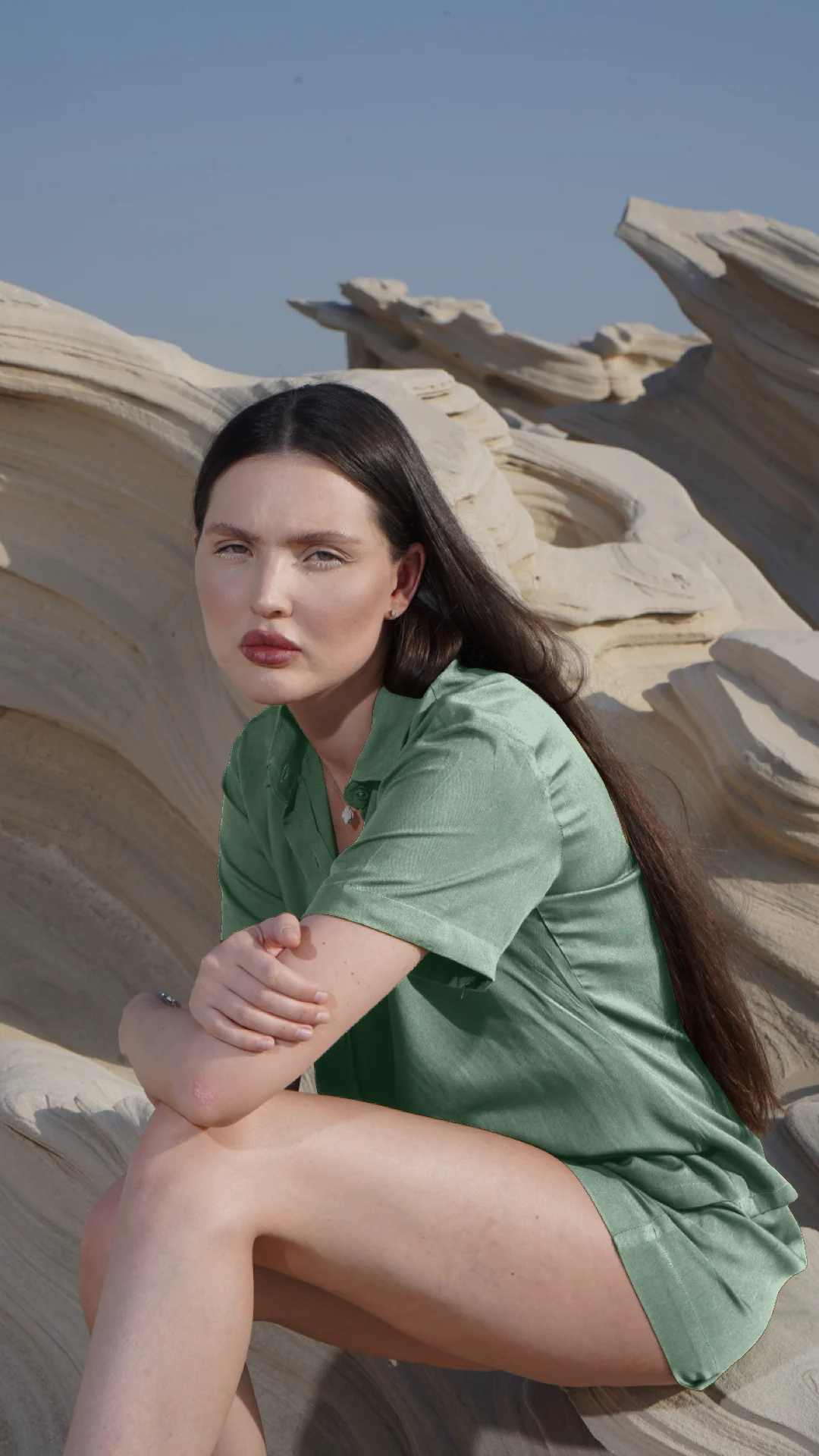 Relaxed Button-Up Shirt – Aqua Pearl