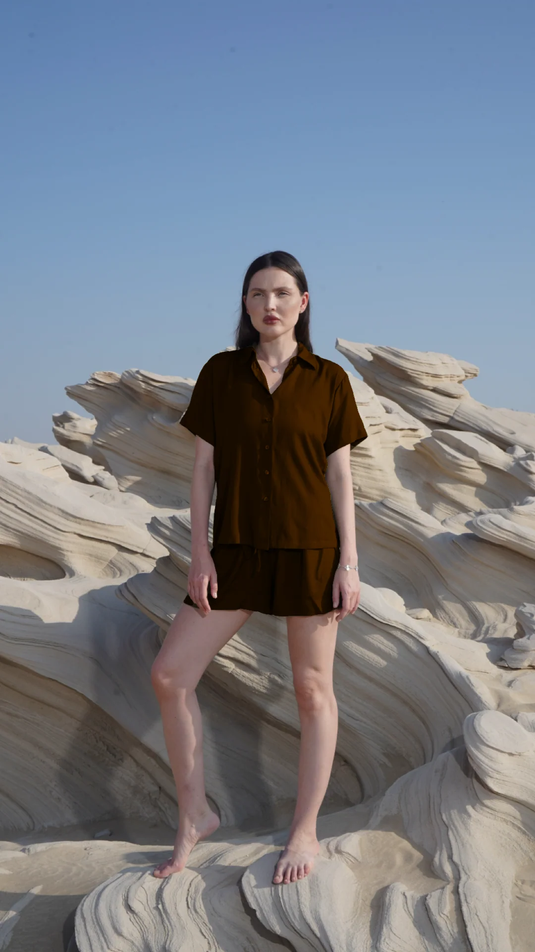 Relaxed Button-Up Shirt – Chocolate