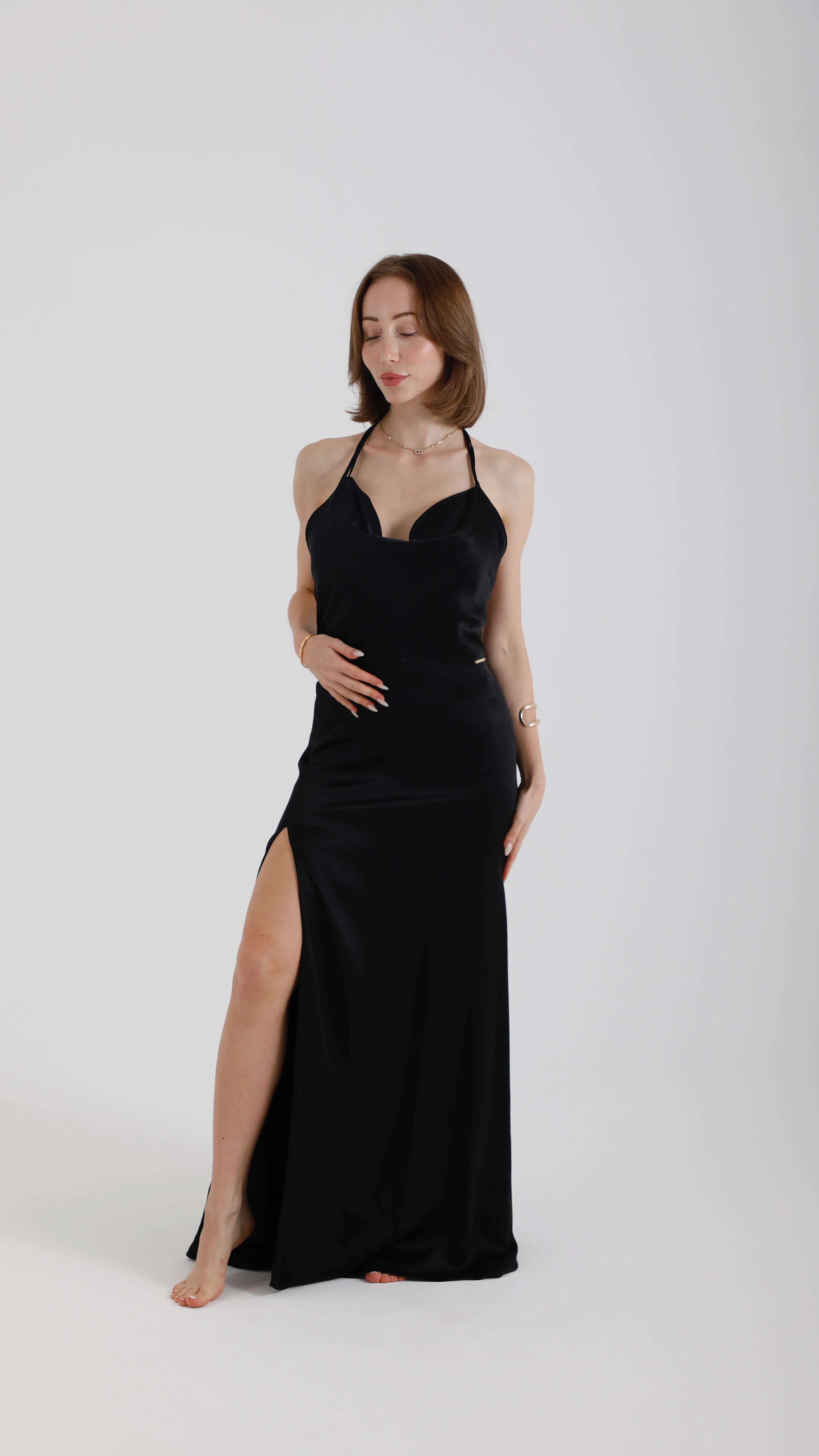 Silk V-Neck Maxi Dress – Ivory
