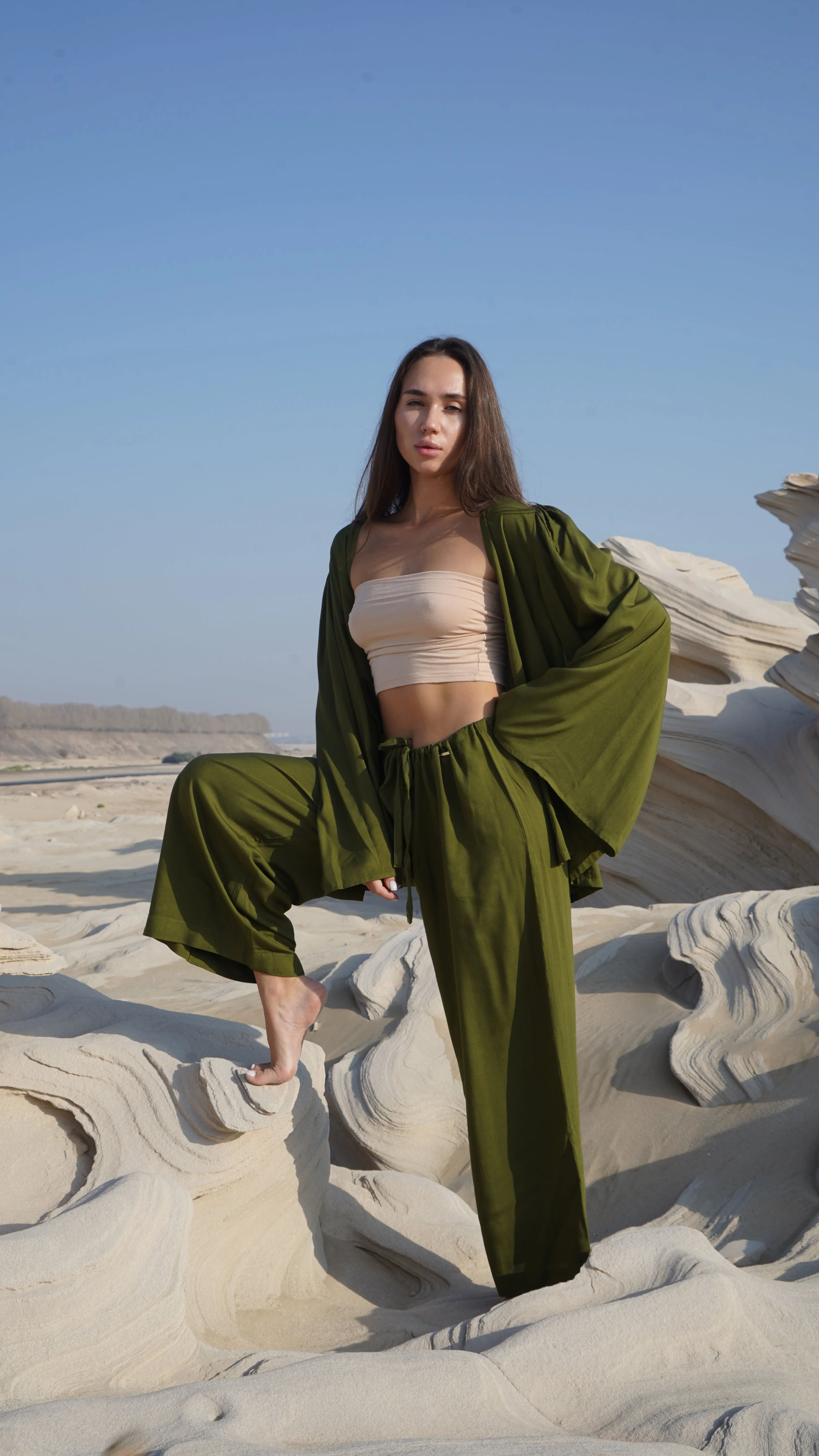 Wide-Leg Pants – Forest Green