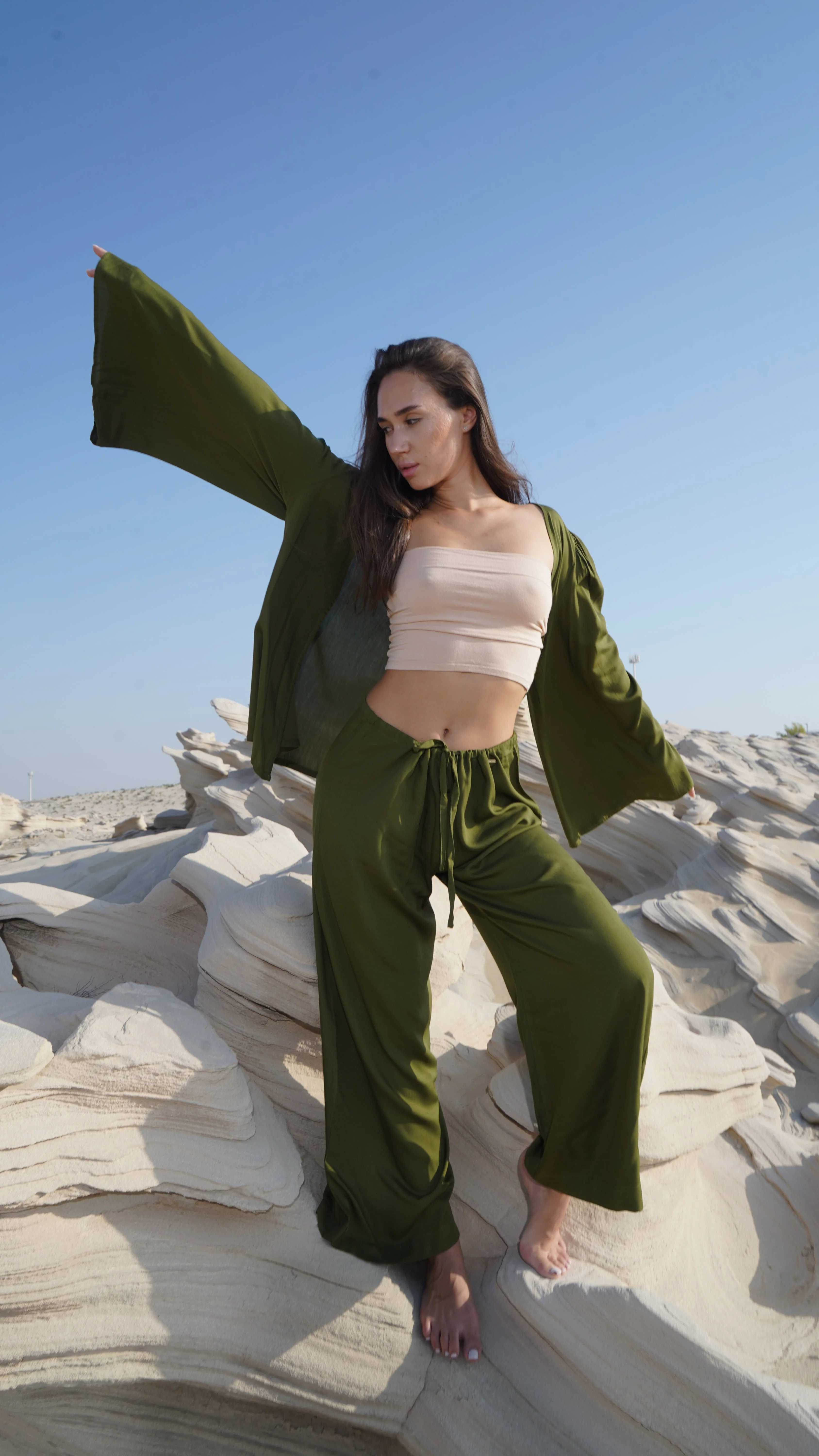 Wide-Leg Pants – Forest Green - Image 3